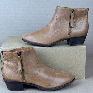 Lucky Brand Landre Ankle Boots Women’s US 10M Brown Leather Side Zip Pre-Owned